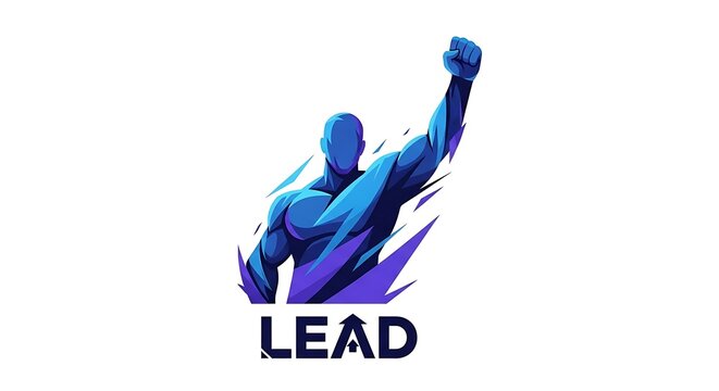 Lead logo with strong man illustration.