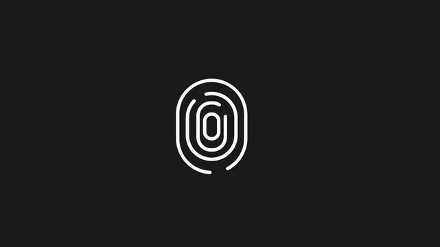 Minimalist Fingerprint Scan Animation - Biometric Security UI, Digital Identity Verification 4K