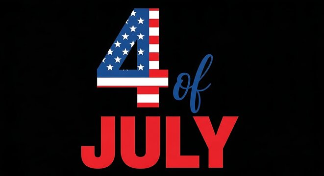 Festive fourth of july graphic number 4 with american flag design and bold text