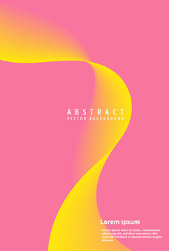 A vibrant pink abstract vector background with a wavy yellow gradient and Lorem Ipsum placeholder text in white font