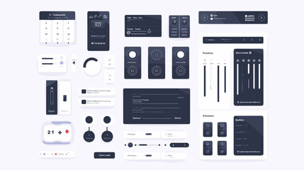 Fototapeta premium fintech mobile app ui kit with payment cards and transaction elements flat design vector illustration