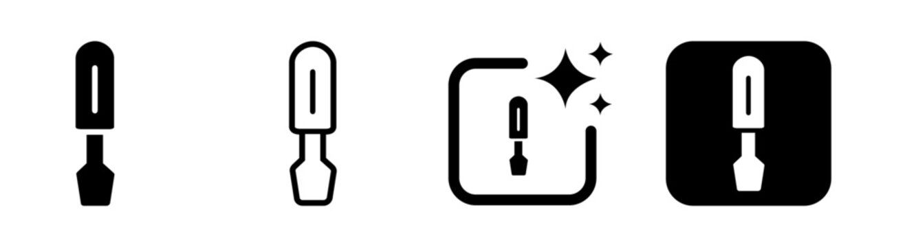 Hand tool icon representing screwdriver or chisel for construction repair and woodworking in clean black transparent PNG vector illustration