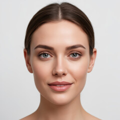 Obraz premium Beautiful Woman Face Portrait Natural Makeup Skincare Concept