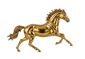 Fototapeta premium A dynamic brown horse galloping gracefully with flowing mane and tail isolated on transparent background