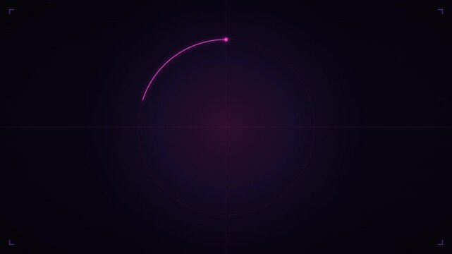 Magenta Violet Neon HUD Countdown Timer Five Seconds Tech Loop on Dark Background