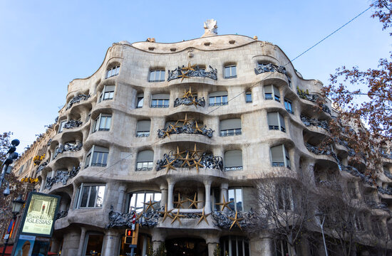 Barcelona, Spain January 1 2026 : La Pedrera - Casa MILA, Roof of La Pedrera house in Barcelona	