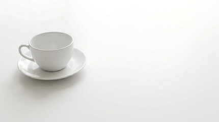 Fototapeta premium A simple white coffee cup and saucer on a clean surface