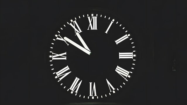 Large roman numeral clock face at night shows approximately ten oclock.