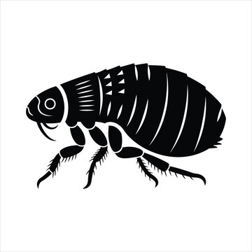 Flea silhouette vector illustration isolated on white background. Black insect icon for pest control, hygiene, and veterinary medicine design