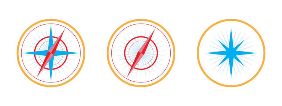 Compass Icon Set Cardinal Directions Navigation Symbols for Maps Travel Orientation Design