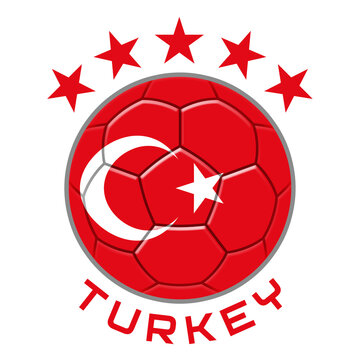 Turkey Soccer Ball.  Football Concept. National Team Flag. PNG illustration isolated on transparent background.