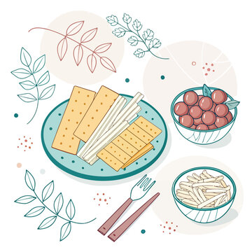 Snack platter with crackers, cheese sticks, olives, and fries, casual gathering, party food, appetizer spread, delicious nibbles, savory treats, light bites,