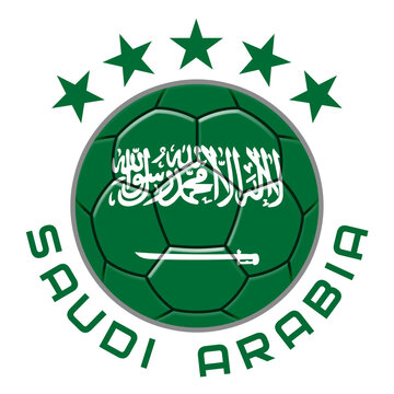 Saudi Arabia Soccer Ball.  Football Concept. National Team Flag. PNG illustration isolated on transparent background.