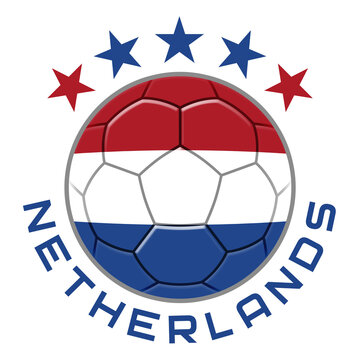 Netherlands Soccer Ball.  Football Concept. National Team Flag. PNG illustration isolated on transparent background.
