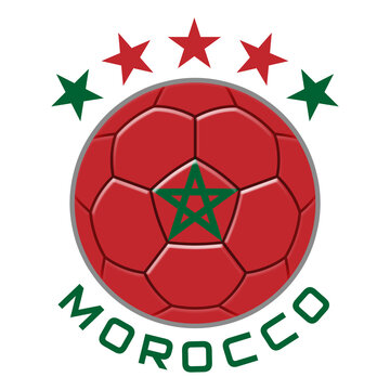 Morocco Soccer Ball.  Football Concept. National Team Flag. PNG illustration isolated on transparent background.