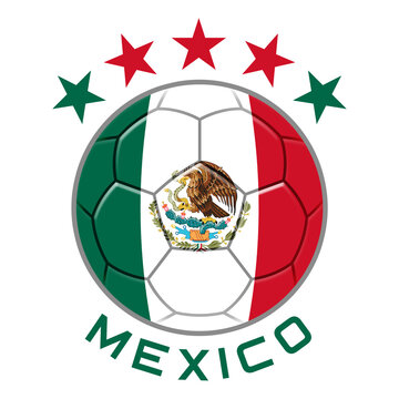 Mexico Soccer Ball.  Football Concept. National Team Flag. PNG illustration isolated on transparent background.