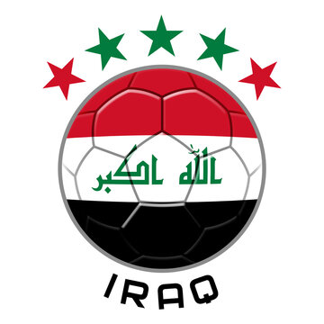 Iraq Soccer Ball.  Football Concept. National Team Flag. PNG illustration isolated on transparent background.