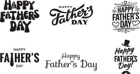 Fototapeta premium Happy father's day collection diverse hand lettered calligraphy designs