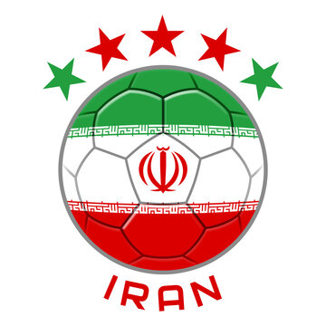 Iran Soccer Ball.  Football Concept. National Team Flag. PNG illustration isolated on transparent background.