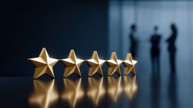 Gleaming Gold Stars Stand Out Against a Subtle Background, Representing Excellence, Achievement, and Success in Professional Settings