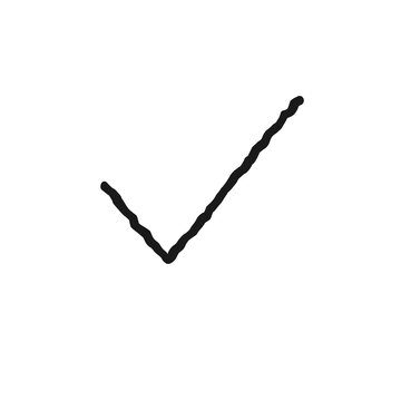 black sketched 2d tick shape on transparent background