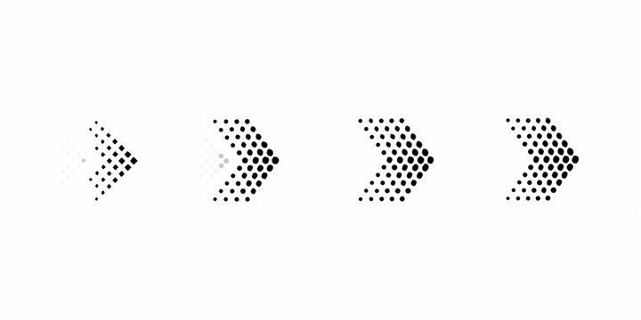 A series of dotted arrows showing increasing density and shape