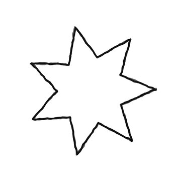 black sketched 2d star shape on transparent background