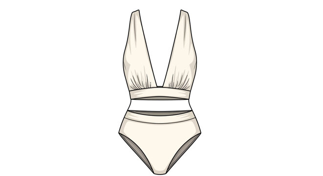 Elegant swimwear with deep v neck and high waist design