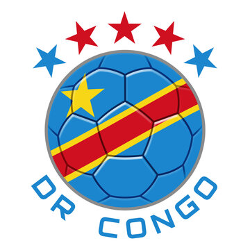 Congo Soccer Ball.  Football Concept. National Team Flag. PNG illustration isolated on transparent background.