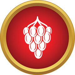 Naklejka premium Grape cluster icon symbolizing wine, fruit, and agriculture