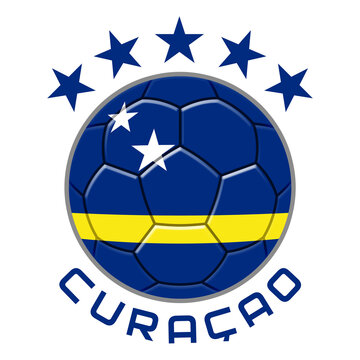 Cura&ccedil;ao Soccer Ball.  Football Concept. National Team Flag. PNG illustration isolated on transparent background.