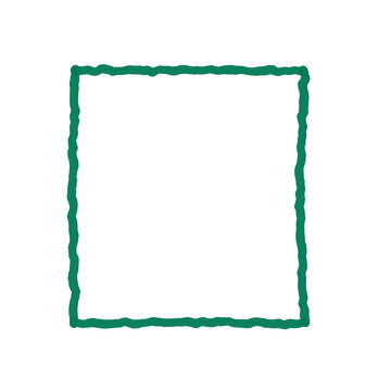 green sketched 2d frame border shape on transparent background