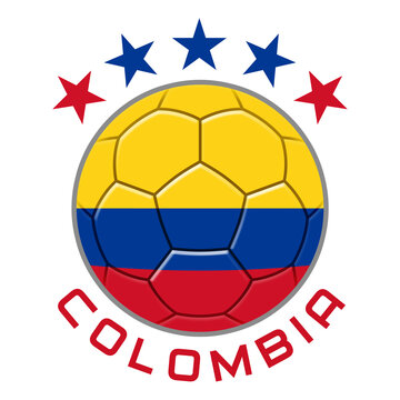 Colombia Soccer Ball.  Football Concept. National Team Flag. PNG illustration isolated on transparent background.