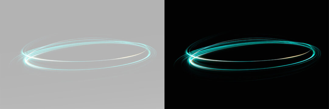 green energy ring with dynamic light swirl and glowing circular motion blur effect perfect for sci-fi portal visualization digital vortex orbit or high-tech interface design element