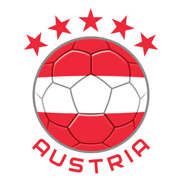 Austria Soccer Ball.  Football Concept. National Team Flag. PNG illustration isolated on transparent background.