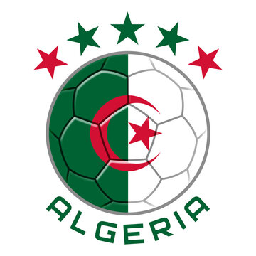 Algeria Soccer Ball.  Football Concept. National Team Flag. PNG illustration isolated on transparent background.