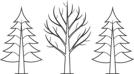 Minimalist winter trees set bare trees minimalist trees © SnappyDesigns