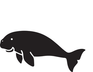 Fototapeta premium Cartoon illustration of a blue dolphin and shark isolated on a white background as a vector art icon representing marine life and underwater aquatic animals swimming in the ocean water