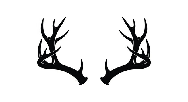 Deer Antlers Silhouette Vector Illustration with Symmetrical Horn Design for Hunting Logo Outdoor Branding Rustic Graphics and Nature Themes