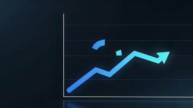 Abstract circular chart transforming into upward trend indicator