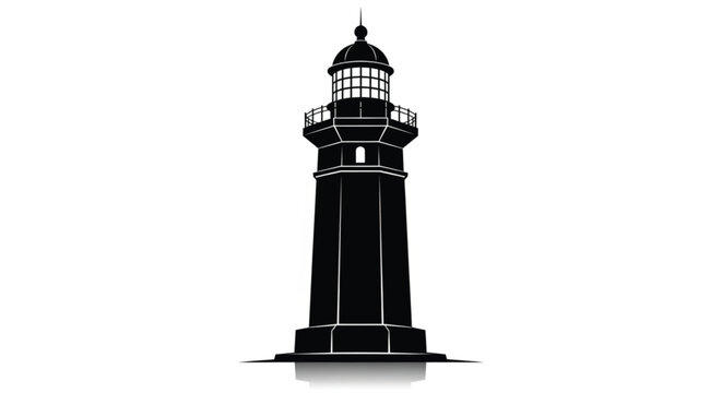 Lighthouse Silhouette Vector Minimal Maritime Tower Illustration for Navigation Symbols Coastal Branding Nautical Design and Sea Travel Graphics