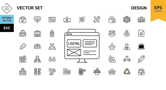 Digital Vector Icons Set
