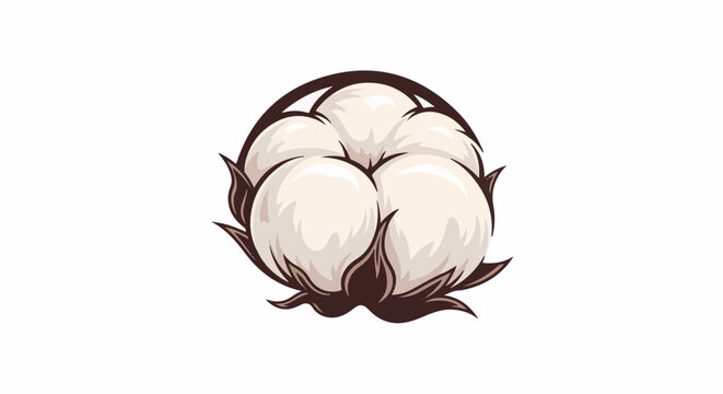 Stylized depiction of a fluffy cotton boll with sepals and a circular outline