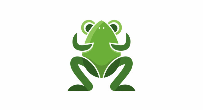 Stylized green frog illustration with white outline, sitting