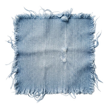 Light blue distressed denim patch with frayed edges