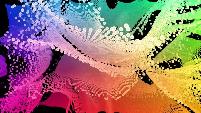 Abstract flowing lines and particles morphing on black background loopable motion footage