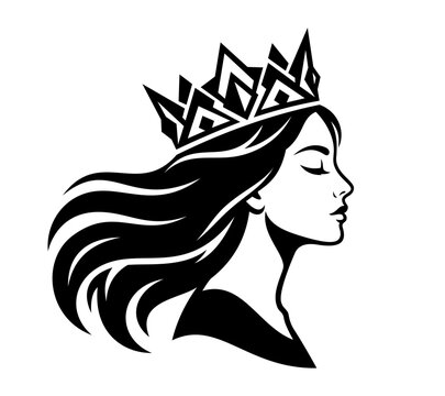 Queen profile silhouette with crown vector