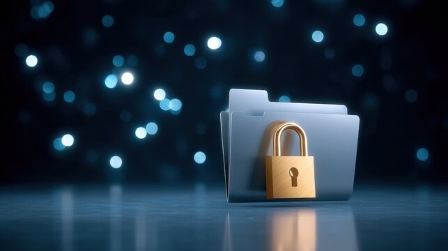 Blurry Digital Background with Locked Folder Image Showcasing Security and Privacy Concept for Data Protection and File Management Visuals