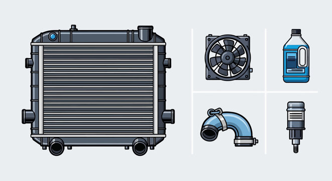 Car Radiator and Cooling System Parts.