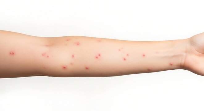 Skin with red rash or bug bites.